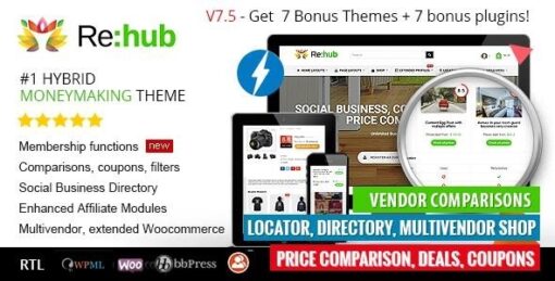 Rehub price comparison affiliate marketing multi vendor store community theme - EspacePlugins - Gpl plugins cheap
