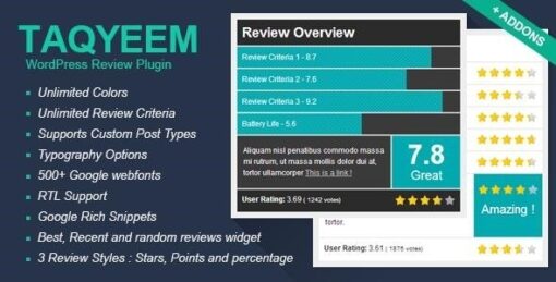 Taqyeem wordpress review plugin - EspacePlugins - Gpl plugins cheap