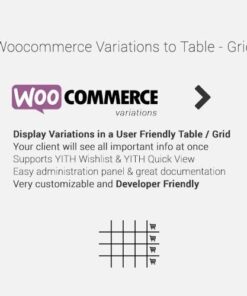 Woocommerce variations to table grid - EspacePlugins - Gpl plugins cheap